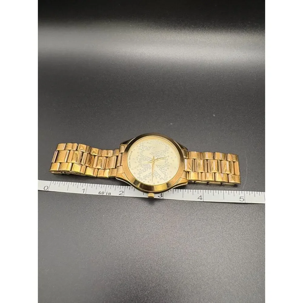 Michael Kors Slim Runway MK3590 Gold toned Stainless Steel Watch (needs battery)